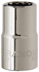 Paramount - 9/16", 1/2" Drive, Standard Hand Socket - 12 Points, 1-1/2" OAL, Steel, Chrome Finish - Americas Industrial Supply