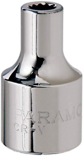 Paramount - 1/4", 1/2" Drive, Standard Hand Socket - 12 Points, 1-1/2" OAL, Steel, Chrome Finish - Americas Industrial Supply