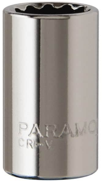 Paramount - 1/4" Drive, Standard Hand Socket - 12 Points, 15/16" OAL, Steel, Chrome Finish - Americas Industrial Supply