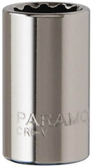 Paramount - 1/4" Drive, Standard Hand Socket - 12 Points, 15/16" OAL, Steel, Chrome Finish - Americas Industrial Supply