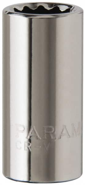 Paramount - 1/4" Drive, Standard Hand Socket - 12 Points, 15/16" OAL, Steel, Chrome Finish - Americas Industrial Supply