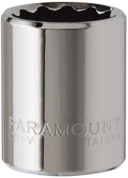 Paramount - 1/4" Drive, Standard Hand Socket - 12 Points, 15/16" OAL, Steel, Chrome Finish - Americas Industrial Supply