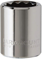 Paramount - 1/4" Drive, Standard Hand Socket - 12 Points, 15/16" OAL, Steel, Chrome Finish - Americas Industrial Supply