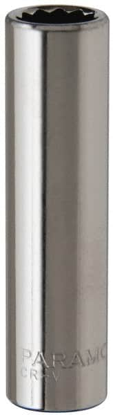 Paramount - 11/32", 1/4" Drive, Deep Hand Socket - 12 Points, 1-15/16" OAL, Steel, Chrome Finish - Americas Industrial Supply