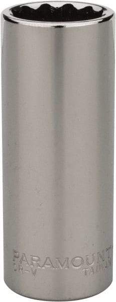 Paramount - 1/4" Drive, Deep Hand Socket - 12 Points, 1-15/16" OAL, Steel, Chrome Finish - Americas Industrial Supply