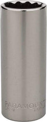 Paramount - 1/4" Drive, Deep Hand Socket - 12 Points, 1-15/16" OAL, Steel, Chrome Finish - Americas Industrial Supply