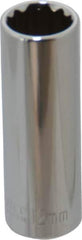 Paramount - 1/4" Drive, Deep Hand Socket - 12 Points, 1-15/16" OAL, Steel, Chrome Finish - Americas Industrial Supply