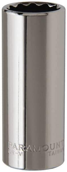 Paramount - 9/16", 1/4" Drive, Deep Hand Socket - 12 Points, 1-15/16" OAL, Steel, Chrome Finish - Americas Industrial Supply