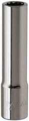 Paramount - 9/32", 1/4" Drive, Deep Hand Socket - 12 Points, 1-15/16" OAL, Steel, Chrome Finish - Americas Industrial Supply