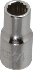 Paramount - 1/4", 1/4" Drive, Standard Hand Socket - 12 Points, 15/16" OAL, Steel, Chrome Finish - Americas Industrial Supply