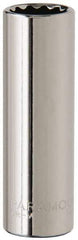 Paramount - 7/16", 1/4" Drive, Deep Hand Socket - 12 Points, 1-15/16" OAL, Steel, Chrome Finish - Americas Industrial Supply