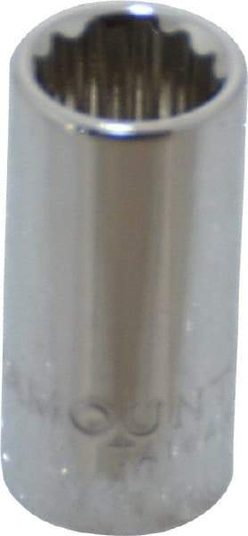 Paramount - 5/16", 1/4" Drive, Standard Hand Socket - 12 Points, 15/16" OAL, Steel, Chrome Finish - Americas Industrial Supply