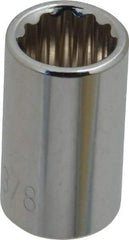 Paramount - 3/8", 1/4" Drive, Standard Hand Socket - 12 Points, 15/16" OAL, Steel, Chrome Finish - Americas Industrial Supply