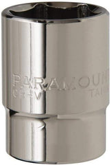 Paramount - 1/2" Drive, Standard Hand Socket - 6 Points, 1-1/2" OAL, Steel, Chrome Finish - Americas Industrial Supply