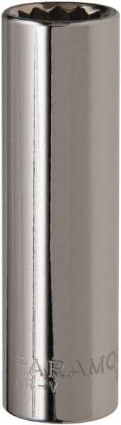 Paramount - 1/2" Drive, Deep Hand Socket - 12 Points, 3-9/32" OAL, Steel, Chrome Finish - Americas Industrial Supply