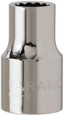 Paramount - 1/2" Drive, Standard Hand Socket - 12 Points, 1-1/2" OAL, Steel, Chrome Finish - Americas Industrial Supply