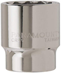 Paramount - 1/2" Drive, Standard Hand Socket - 12 Points, 1-1/2" OAL, Steel, Chrome Finish - Americas Industrial Supply