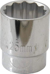 Paramount - 1/2" Drive, Standard Hand Socket - 12 Points, 1-1/2" OAL, Steel, Chrome Finish - Americas Industrial Supply