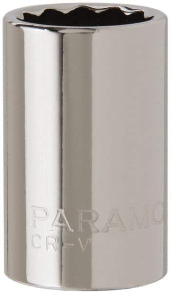 Paramount - 1/2" Drive, Standard Hand Socket - 12 Points, 1-1/2" OAL, Steel, Chrome Finish - Americas Industrial Supply