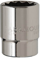 Paramount - 1/2" Drive, Standard Hand Socket - 12 Points, 1-1/2" OAL, Steel, Chrome Finish - Americas Industrial Supply