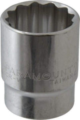 Paramount - 1/2" Drive, Standard Hand Socket - 12 Points, 1-1/2" OAL, Steel, Chrome Finish - Americas Industrial Supply