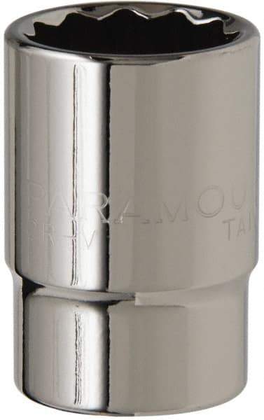 Paramount - 1/2" Drive, Standard Hand Socket - 12 Points, 1-1/2" OAL, Steel, Chrome Finish - Americas Industrial Supply