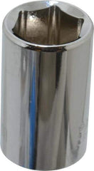 Paramount - 1/2" Drive, Standard Hand Socket - 6 Points, 1-1/2" OAL, Steel, Chrome Finish - Americas Industrial Supply