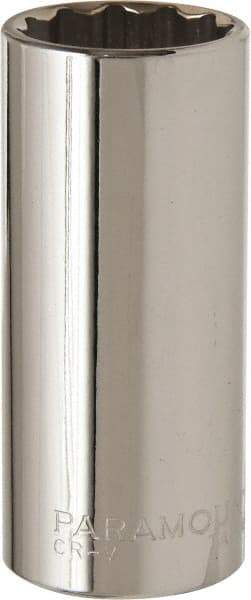 Paramount - 1", 1/2" Drive, Deep Hand Socket - 12 Points, 3-3/32" OAL, Steel, Chrome Finish - Americas Industrial Supply