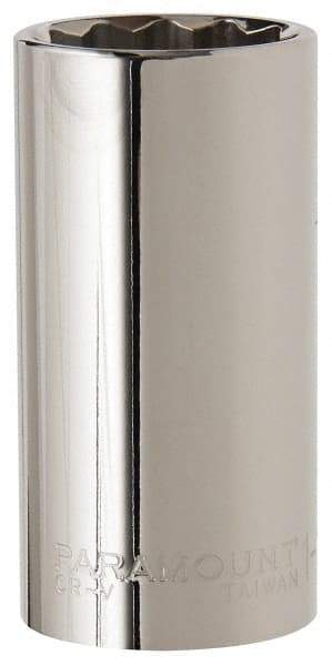 Paramount - 1-1/8", 1/2" Drive, Deep Hand Socket - 12 Points, 3-3/32" OAL, Steel, Chrome Finish - Americas Industrial Supply