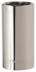 Paramount - 1-1/8", 1/2" Drive, Deep Hand Socket - 12 Points, 3-3/32" OAL, Steel, Chrome Finish - Americas Industrial Supply