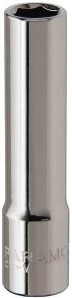 Paramount - 1/4" Drive, Deep Hand Socket - 6 Points, 1-15/16" OAL, Steel, Chrome Finish - Americas Industrial Supply