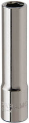 Paramount - 1/4" Drive, Deep Hand Socket - 6 Points, 1-15/16" OAL, Steel, Chrome Finish - Americas Industrial Supply