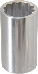 Paramount - 1-1/4", 1/2" Drive, Deep Hand Socket - 12 Points, 3-1/4" OAL, Steel, Chrome Finish - Americas Industrial Supply