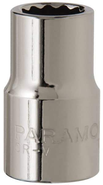 Paramount - 1/2", 1/2" Drive, Standard Hand Socket - 12 Points, 1-1/2" OAL, Steel, Chrome Finish - Americas Industrial Supply