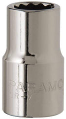 Paramount - 1/2", 1/2" Drive, Standard Hand Socket - 12 Points, 1-1/2" OAL, Steel, Chrome Finish - Americas Industrial Supply