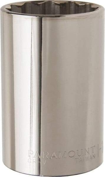 Paramount - 1-1/2", 1/2" Drive, Deep Hand Socket - 12 Points, 3-1/2" OAL, Steel, Chrome Finish - Americas Industrial Supply