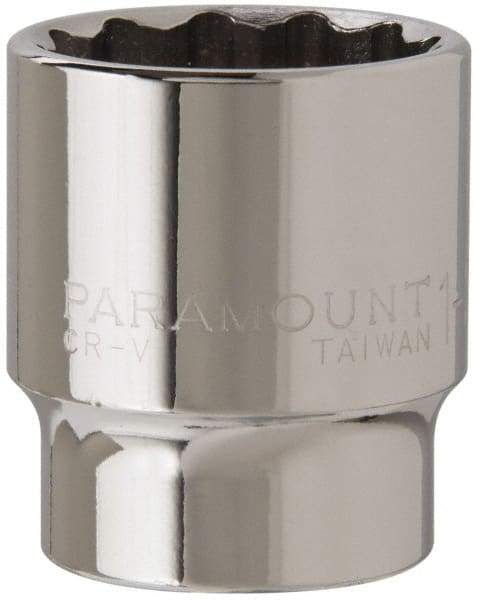 Paramount - 1-3/16", 1/2" Drive, Standard Hand Socket - 12 Points, 1-1/2" OAL, Steel, Chrome Finish - Americas Industrial Supply