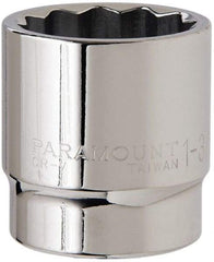 Paramount - 1-3/8", 1/2" Drive, Standard Hand Socket - 12 Points, 1-1/2" OAL, Steel, Chrome Finish - Americas Industrial Supply