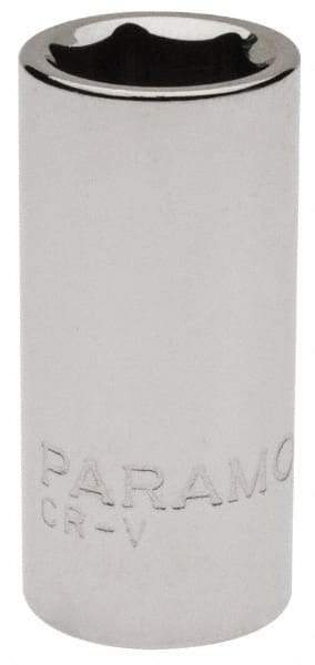 Paramount - 1/4" Drive, Standard Hand Socket - 6 Points, 15/16" OAL, Steel, Chrome Finish - Americas Industrial Supply