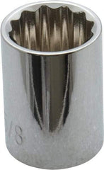 Paramount - 5/8", 3/8" Drive, Standard Hand Socket - 12 Points, 1-3/16" OAL, Steel, Chrome Finish - Americas Industrial Supply