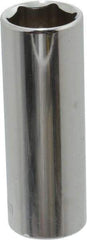 Paramount - 1/4" Drive, Deep Hand Socket - 6 Points, 1-15/16" OAL, Steel, Chrome Finish - Americas Industrial Supply