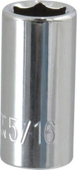 Paramount - 5/16", 1/4" Drive, Standard Hand Socket - 6 Points, 15/16" OAL, Steel, Chrome Finish - Americas Industrial Supply