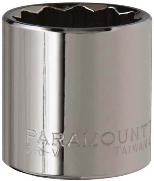 Paramount - 7/8", 3/8" Drive, Standard Hand Socket - 12 Points, 1-3/16" OAL, Steel, Chrome Finish - Americas Industrial Supply