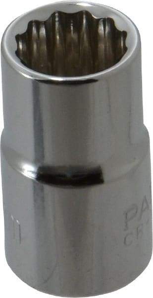 Paramount - 3/8" Drive, Standard Hand Socket - 12 Points, 1-3/16" OAL, Steel, Chrome Finish - Americas Industrial Supply