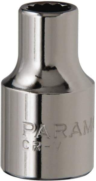 Paramount - 3/8" Drive, Standard Hand Socket - 12 Points, 1-3/16" OAL, Steel, Chrome Finish - Americas Industrial Supply