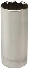 Paramount - 3/8" Drive, Deep Hand Socket - 12 Points, 1-15/16" OAL, Steel, Chrome Finish - Americas Industrial Supply