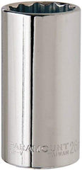 Paramount - 3/8" Drive, Deep Hand Socket - 12 Points, 2-1/2" OAL, Steel, Chrome Finish - Americas Industrial Supply