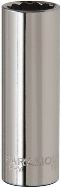 Paramount - 3/8" Drive, Deep Hand Socket - 12 Points, 2-1/2" OAL, Steel, Chrome Finish - Americas Industrial Supply