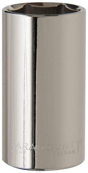 Paramount - 1", 3/8" Drive, Deep Hand Socket - 6 Points, 2-1/2" OAL, Steel, Chrome Finish - Americas Industrial Supply