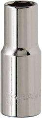 Paramount - 3/8", 3/8" Drive, Deep Hand Socket - 6 Points, 1-15/16" OAL, Steel, Chrome Finish - Americas Industrial Supply